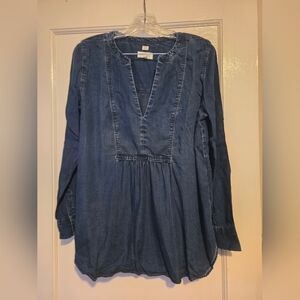 LOFT softened blue light denim tunic top M